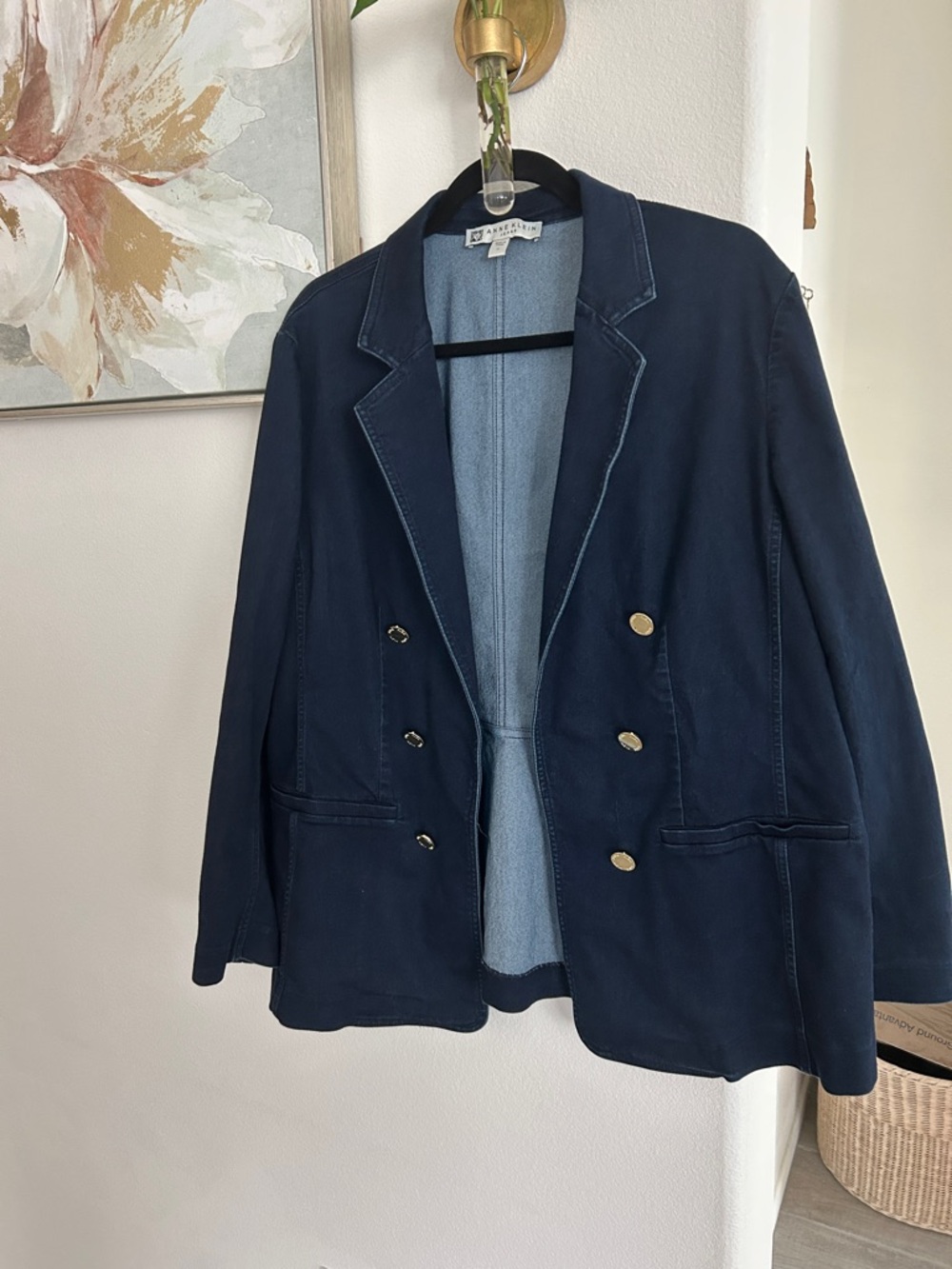 Anne Klein Light Blue Denim Jacket with gold buttons